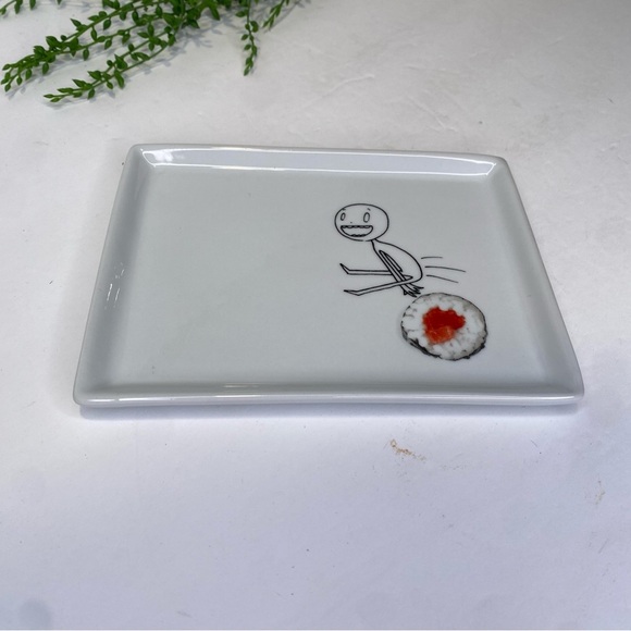 CB2 OLIVER White Sushi Appetizer Plate Leap Frog Rectangle Crate&Barrel 2012 - Picture 2 of 5